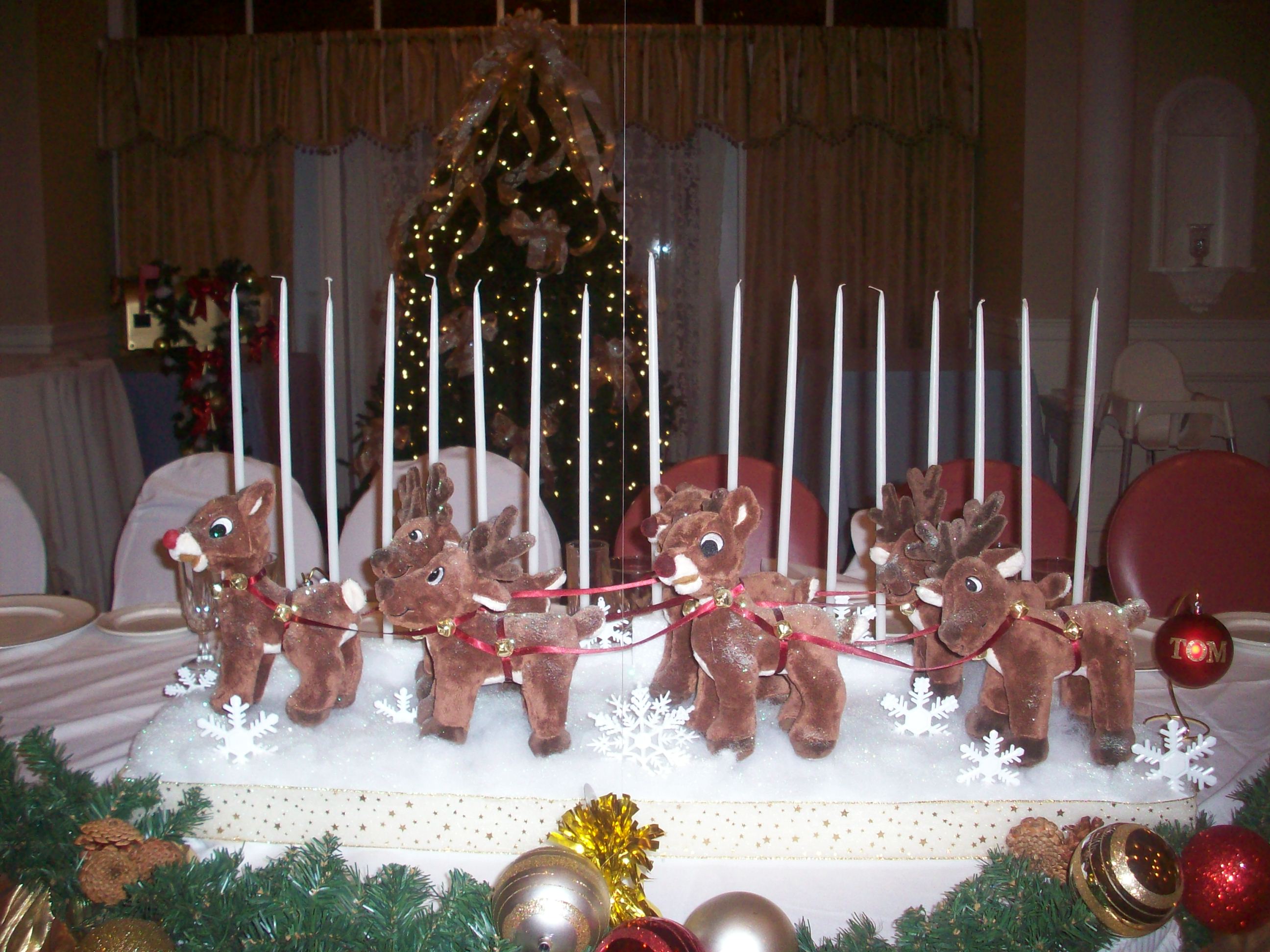 Reindeer centerpiece with candles